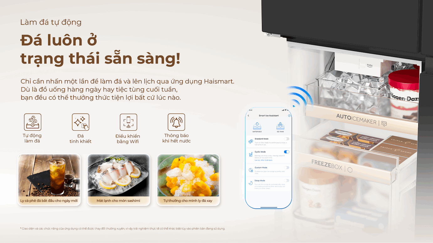 Tiện ích thông minh Haismart và Làm đá tự động